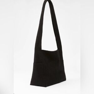 Eileen Fisher Black Boiled Wool Cross Body Bag